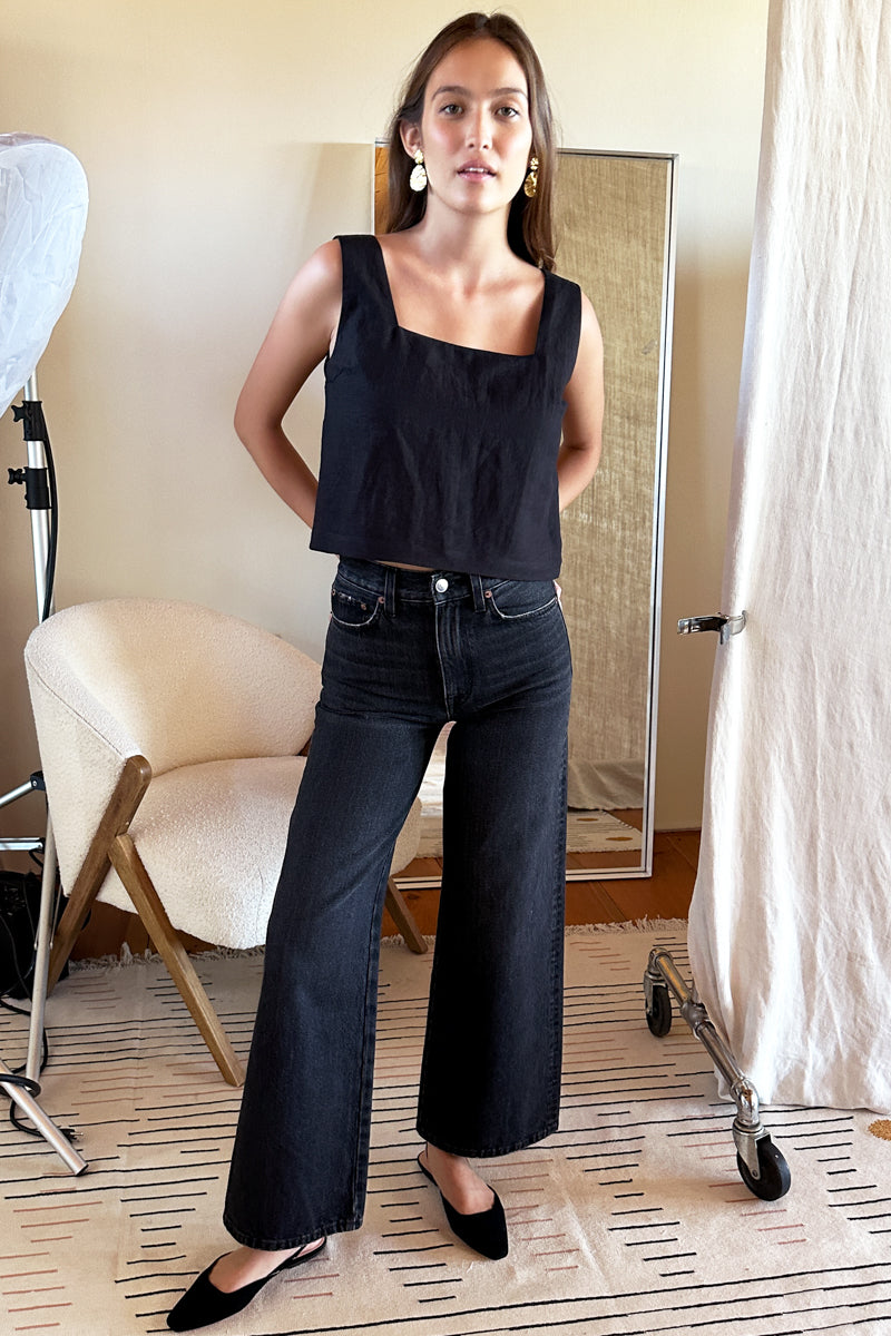 Roma Top 2 - Black Linen
