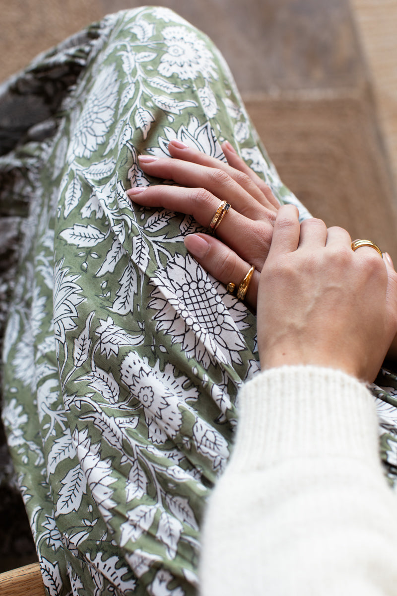 Shirred Skirt - Arles Gothic Olive