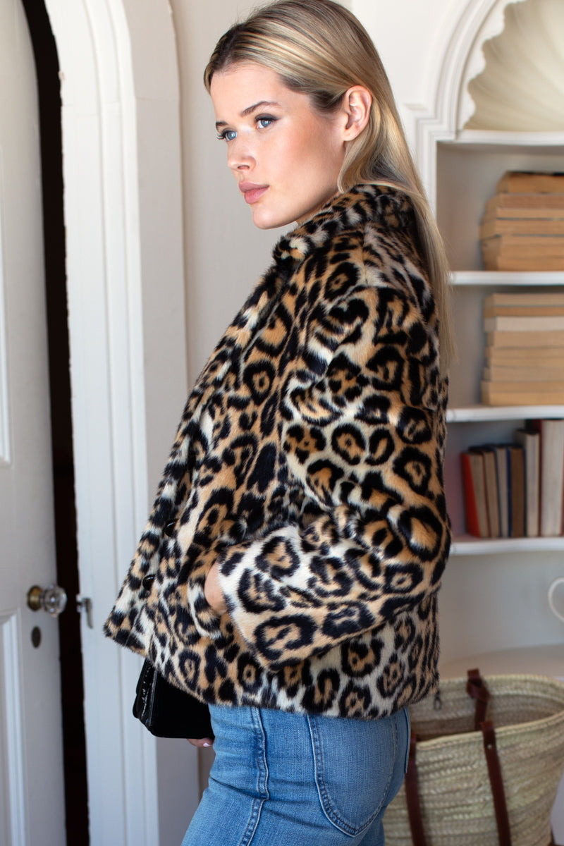 Short 60s Coat - Leopard Fur