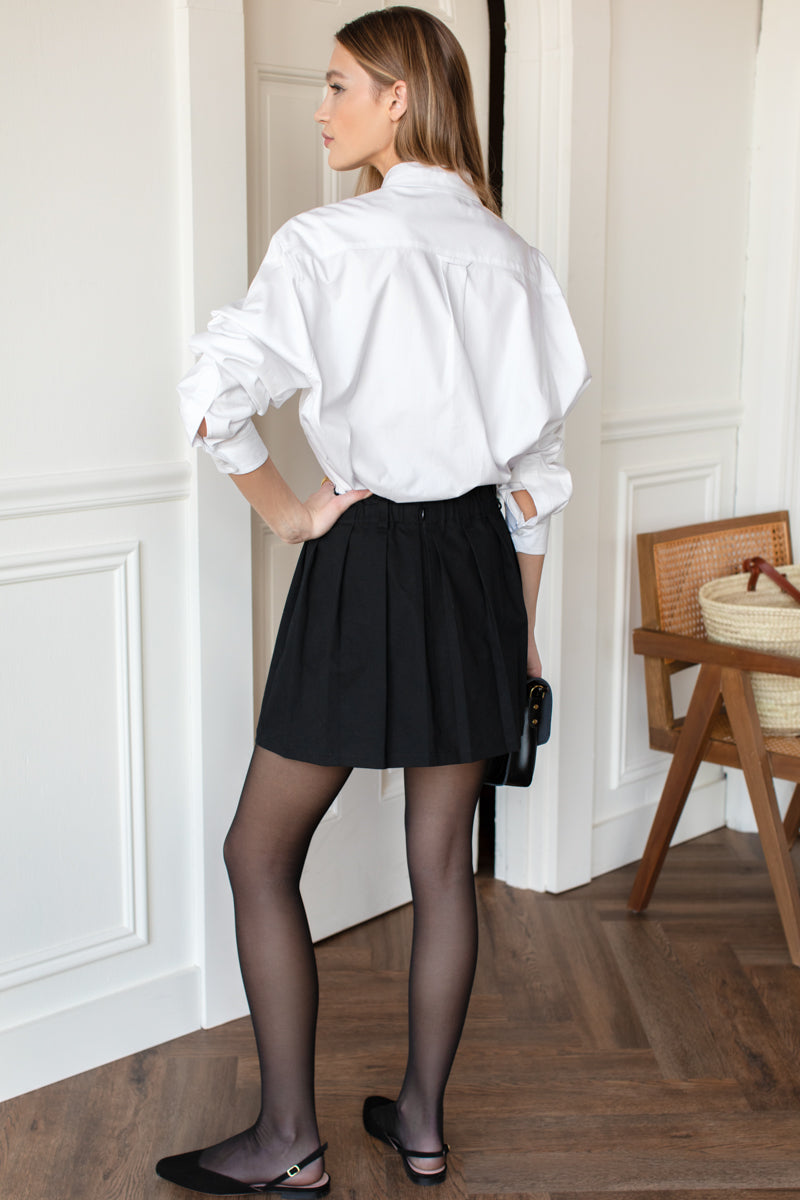 Soft Pleated Mini Skirt - Black Swan