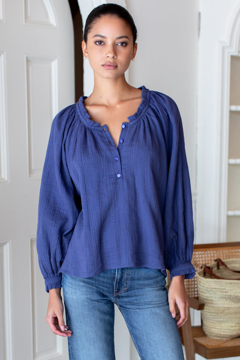 Soft Shirt - Blue Indigo Crinkle Organic