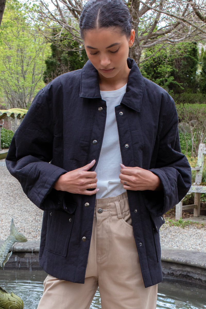 Quilted Barn Coat - Jet Black Organic