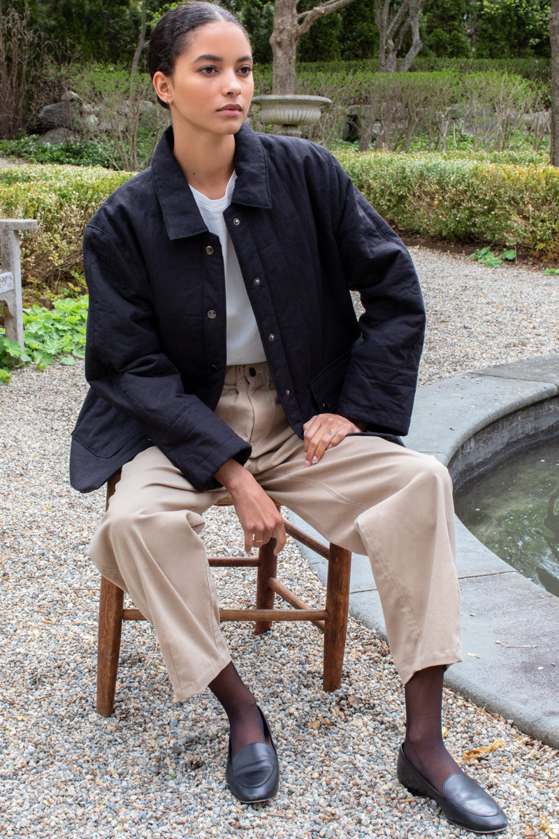 Quilted Barn Coat - Jet Black Organic