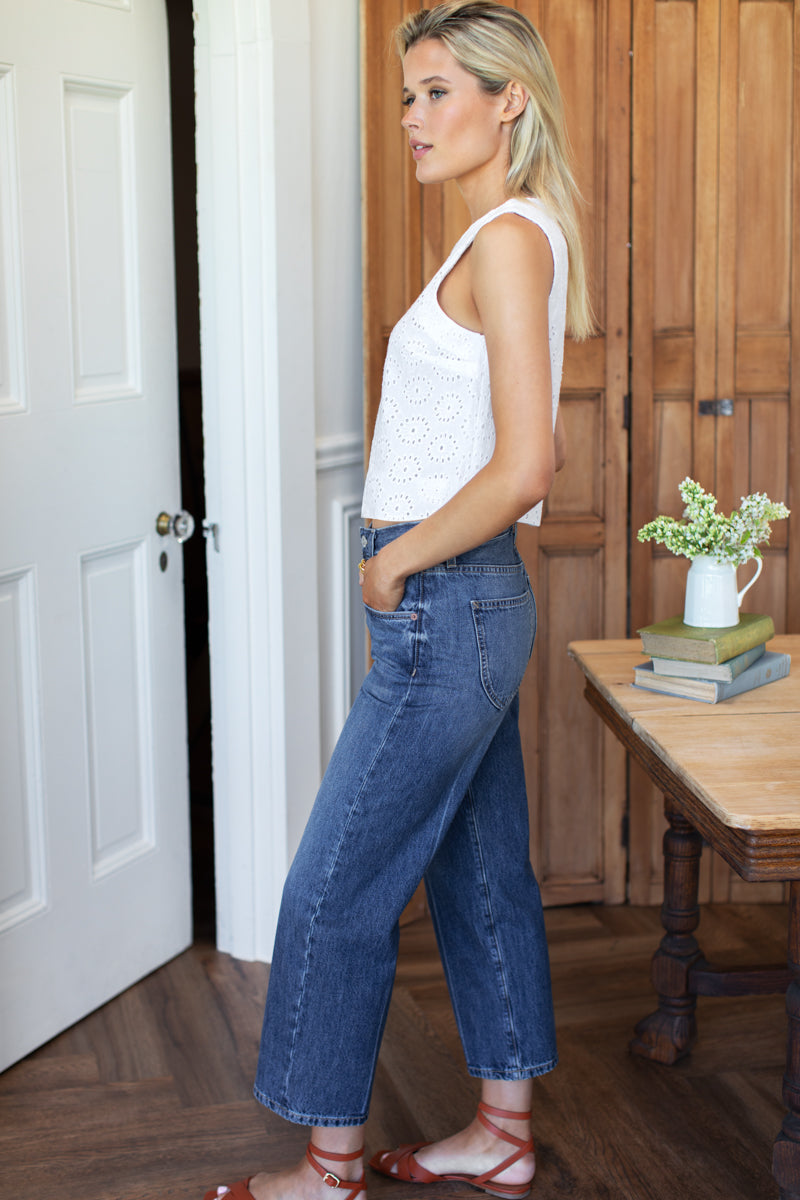 Studio Boxy Top - Salt Eyelet