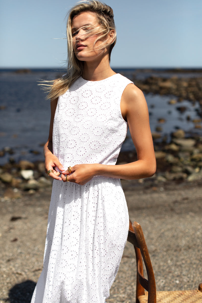 Studio Boxy Top - Salt Eyelet