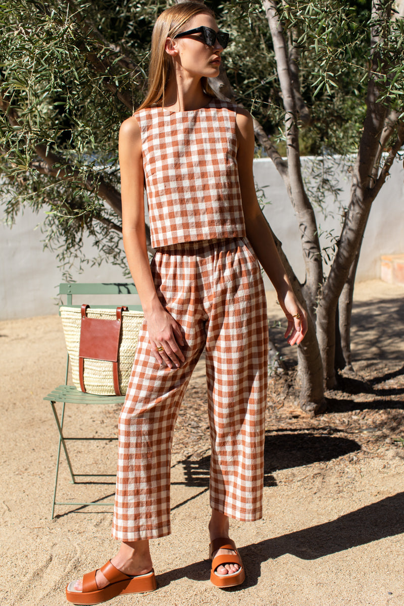 Studio Boxy Top - Handloom Gingham Rust