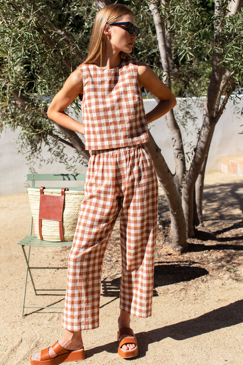 Studio Boxy Pant - Handloom Gingham Rust