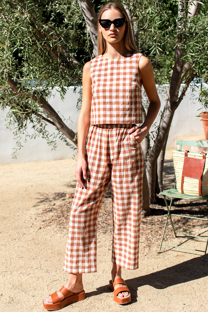 Studio Boxy Top - Handloom Gingham Rust