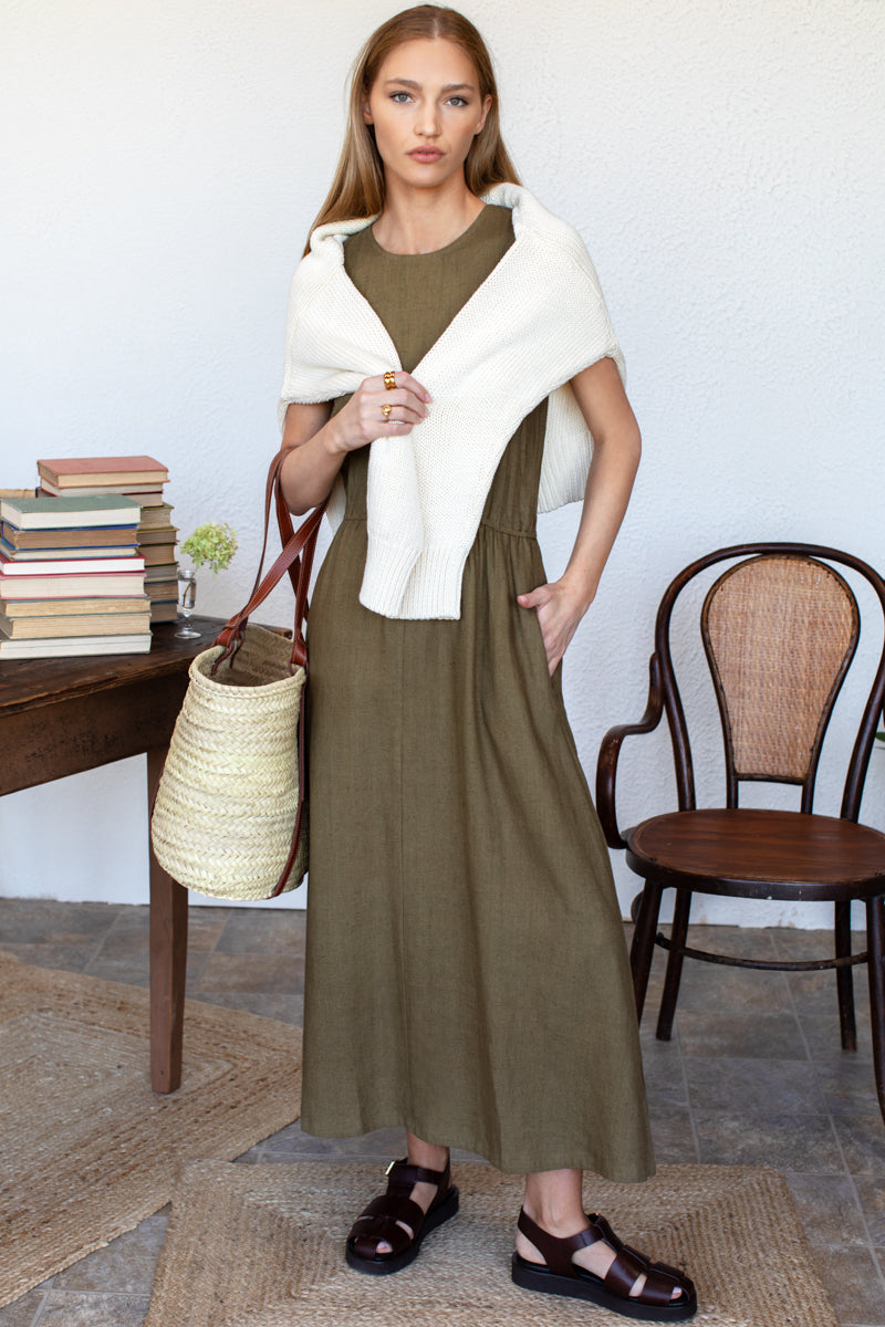 Studio Sundress  - Gothic Olive Linen