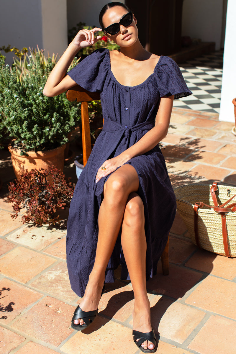 Tasha Button Sundress - Maritime Blue