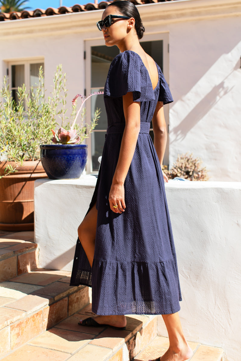 Tasha Button Sundress - Maritime Blue