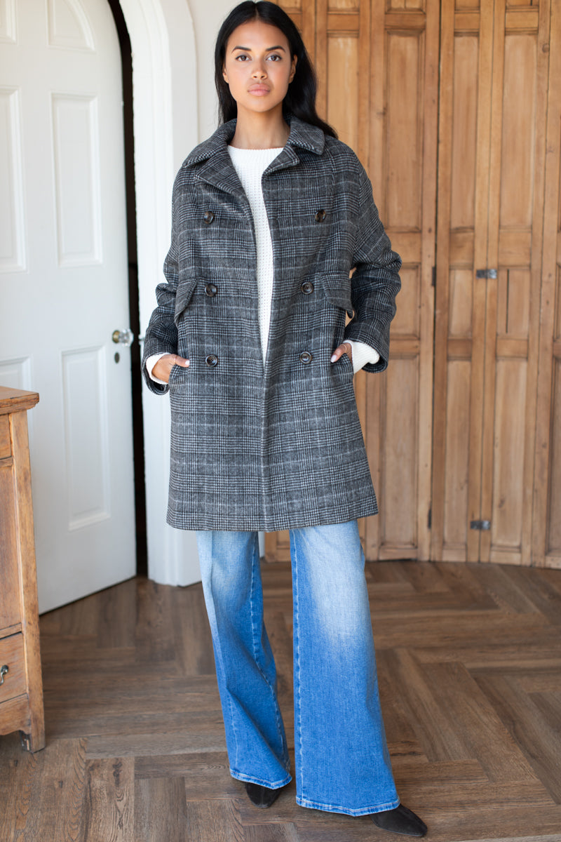 Thomas Coat - Stewart Plaid Charcoal Wool