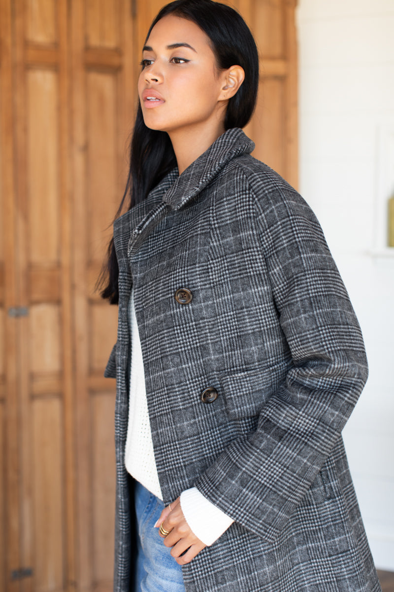 Thomas Coat - Stewart Plaid Charcoal Wool