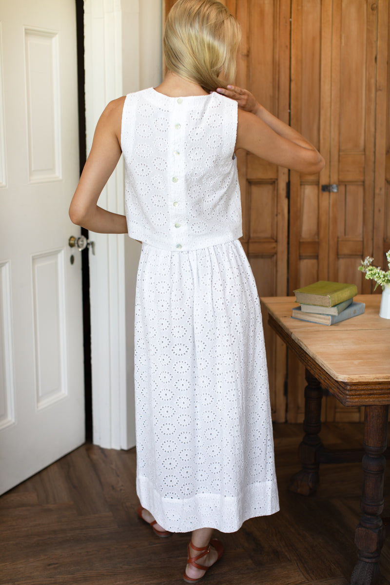 Wide Hem Skirt - Salt Eyelet