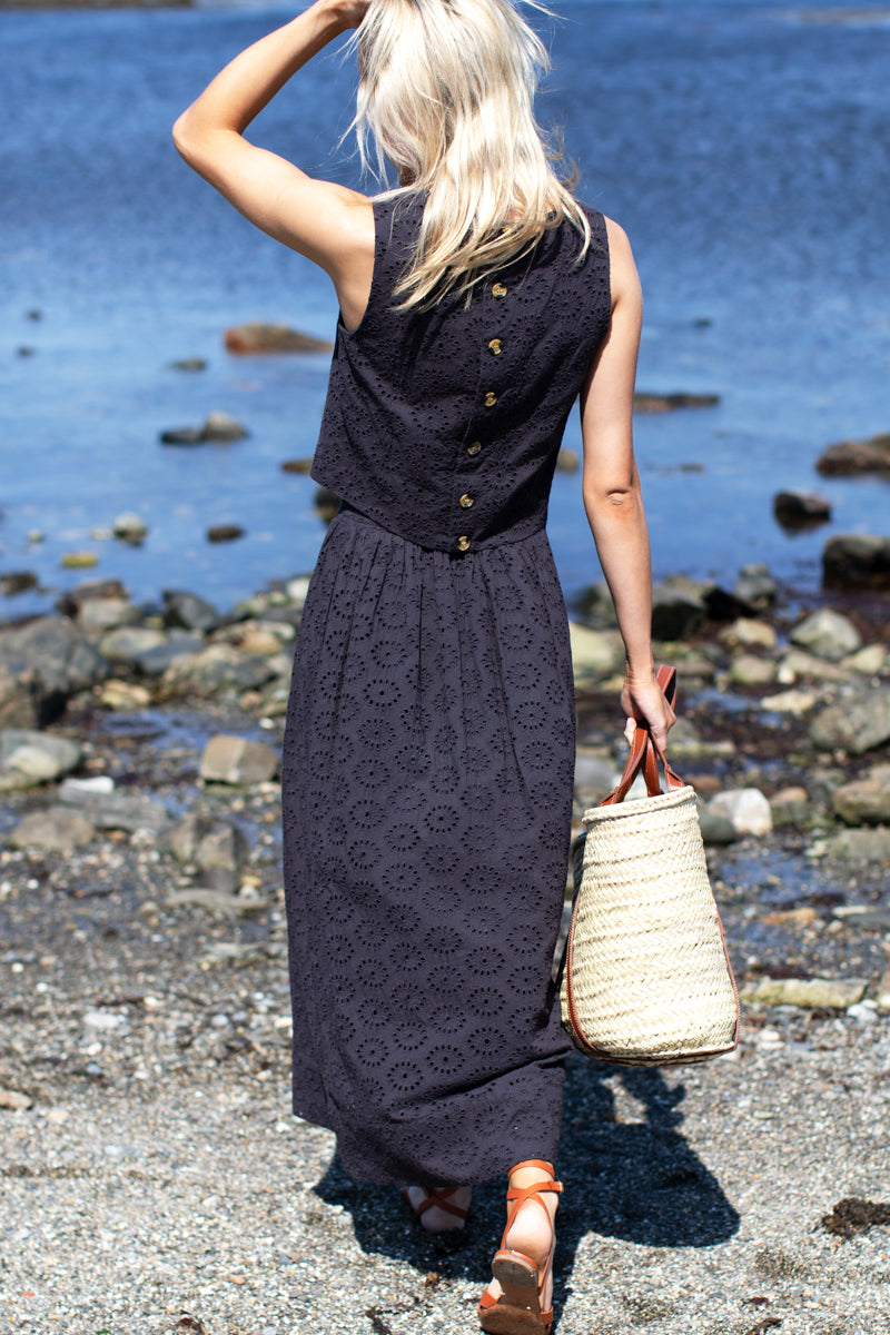 Wide Hem Skirt - Midnight Eyelet