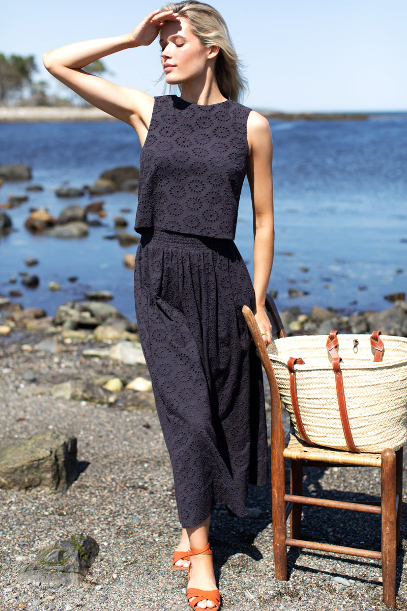 Studio Boxy Top - Midnight Eyelet