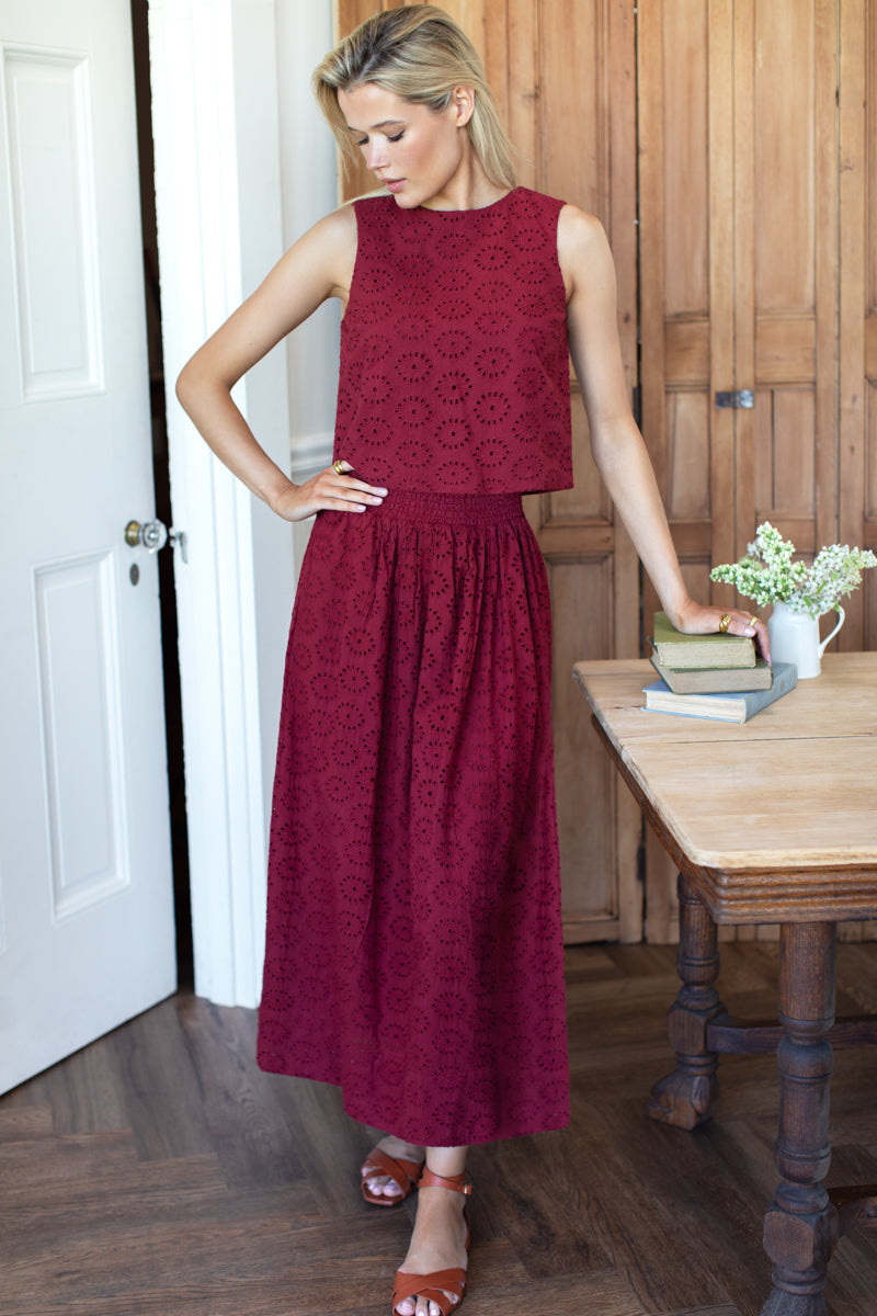 Studio Boxy Top - Rouge Eyelet