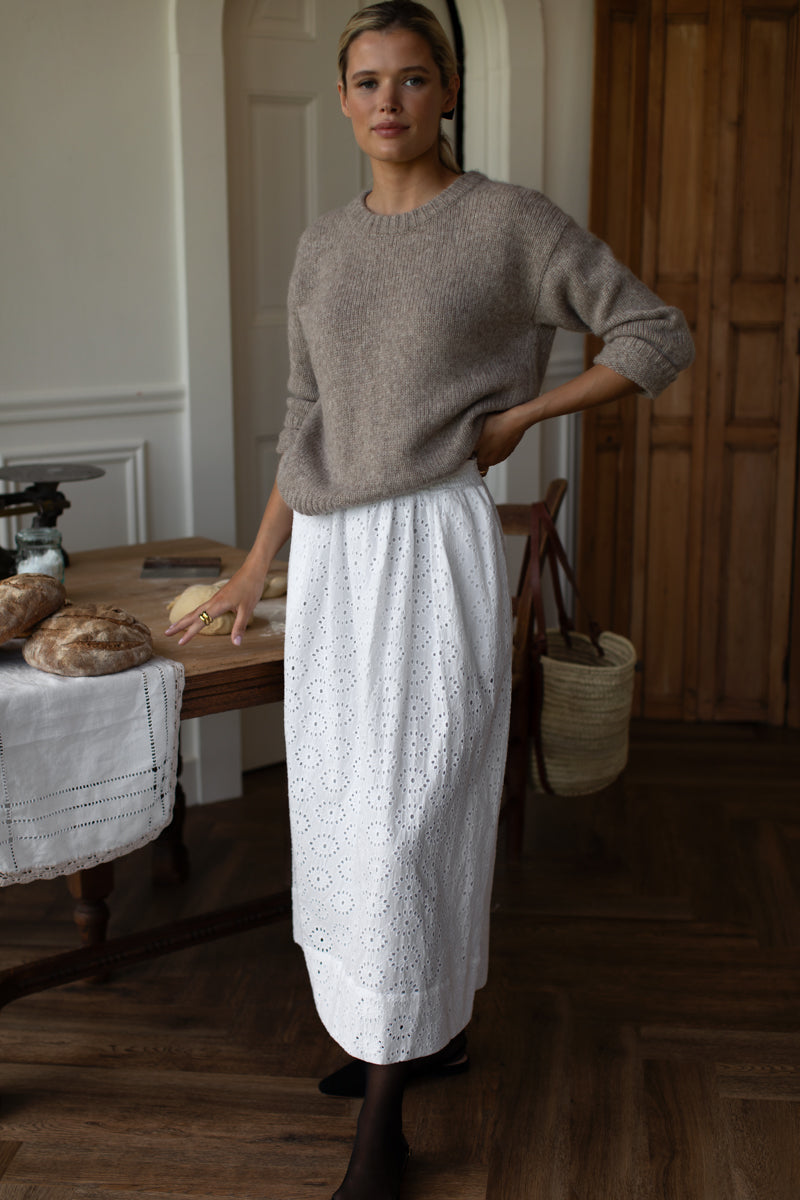 Wide Hem Skirt - Salt Eyelet