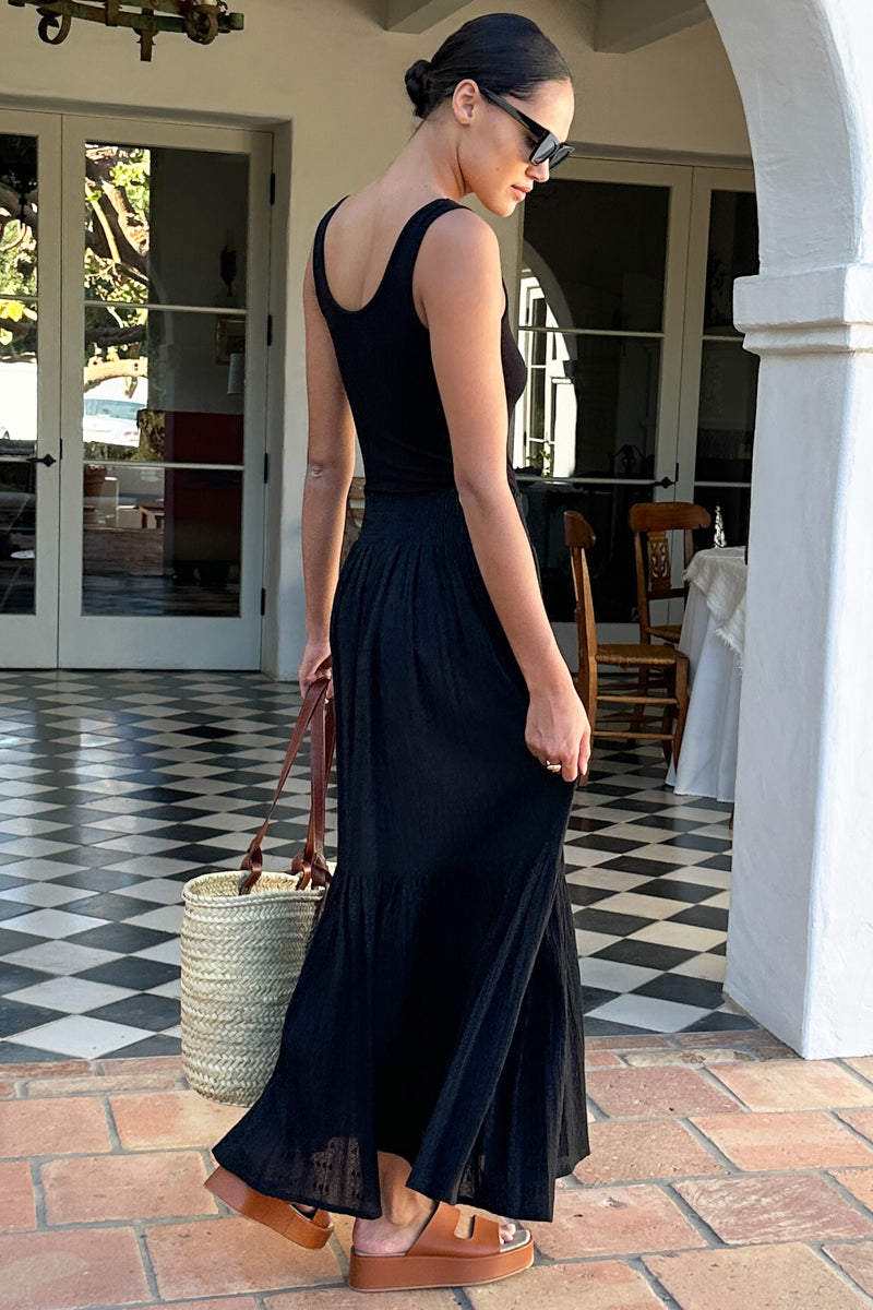 Solstice Skirt - Black Beauty Cotton Dobby Jacquard