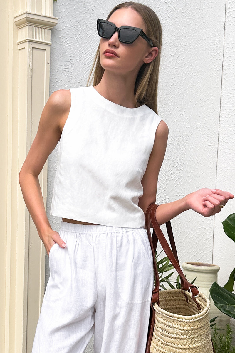 Studio Boxy Top - Ivory Linen