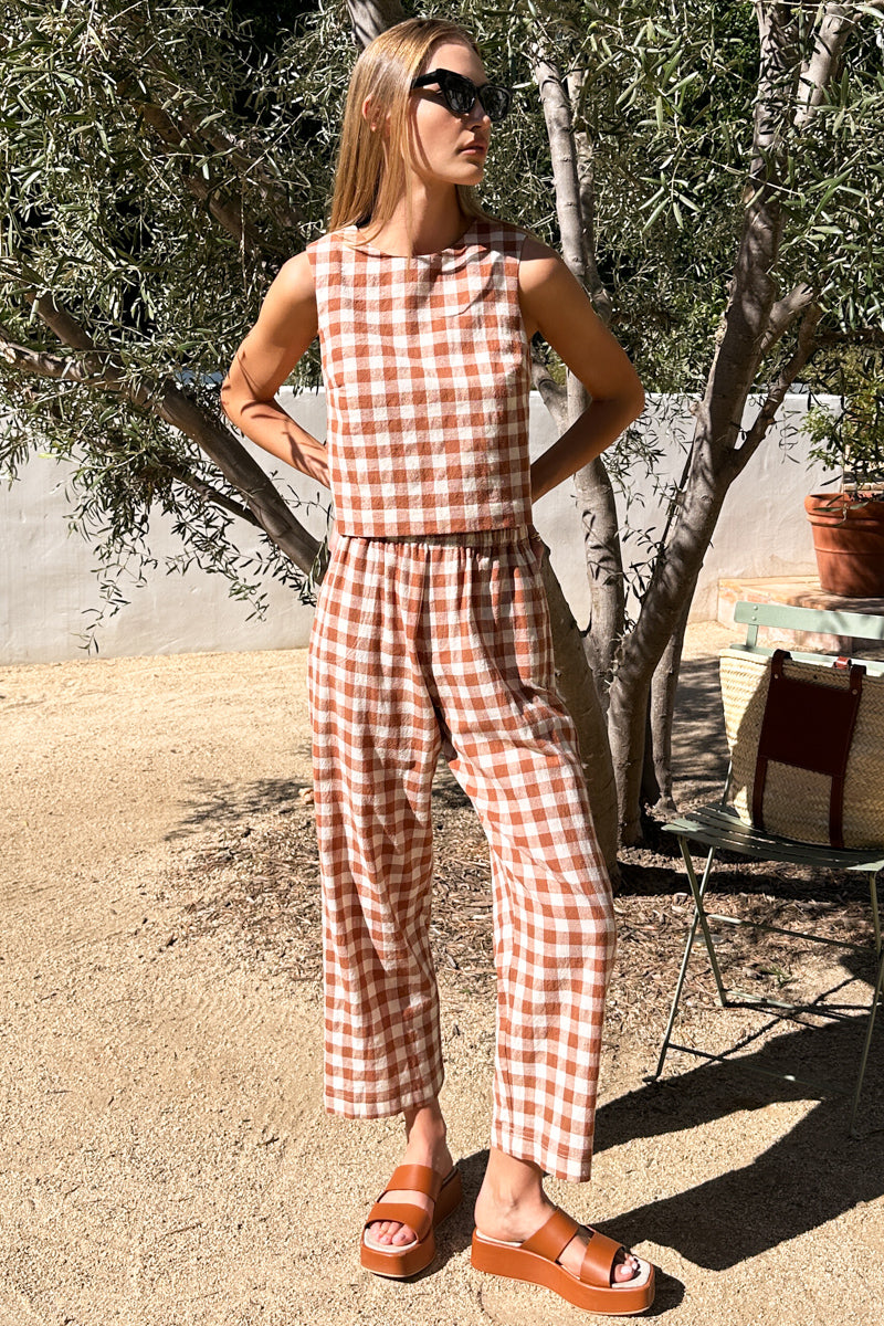 Studio Boxy Top - Handloom Gingham Rust