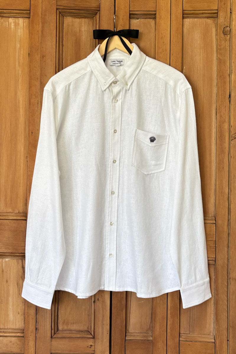 Ryan Shirt - White Linen Shell Embroidery