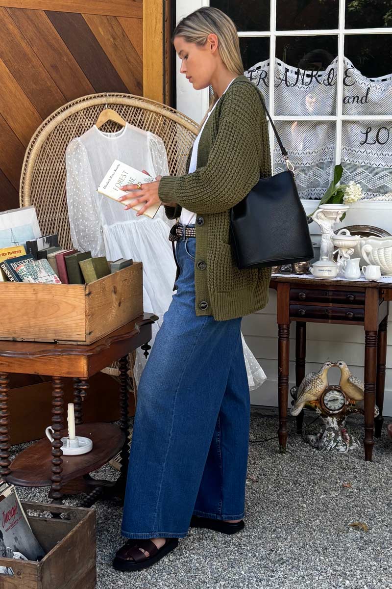 Cozy Cotton Cardigan - Olive Tanguis Cotton