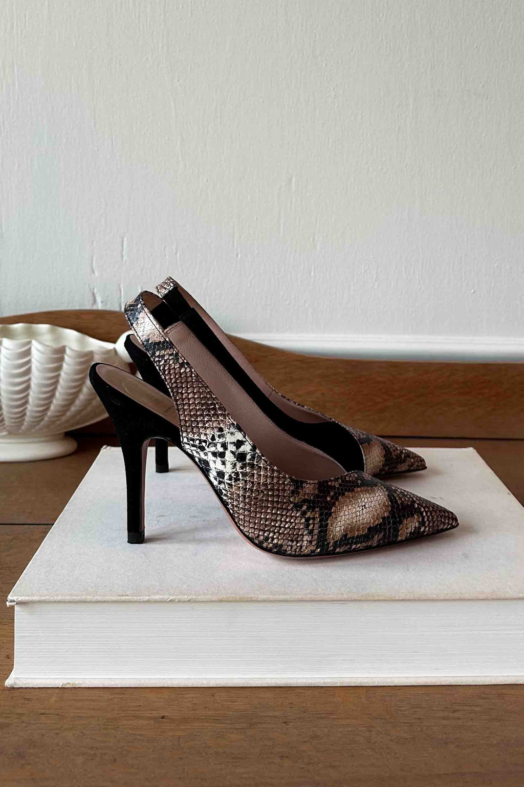 Frankie Heel - Cobra Leather + Black Suede