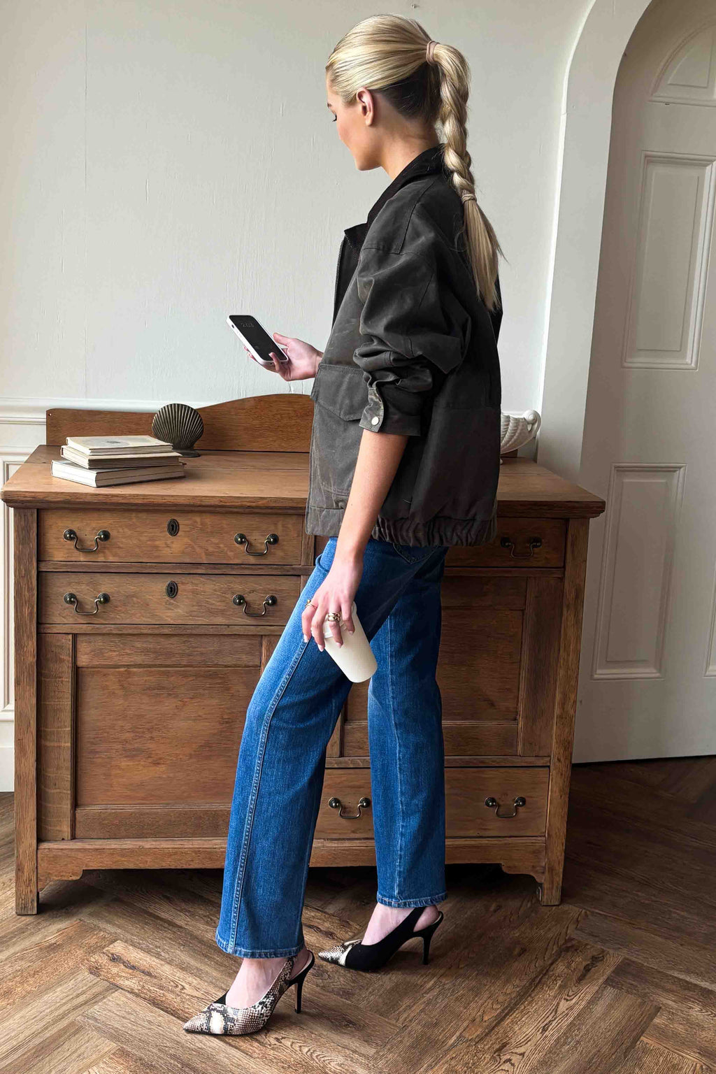 Frankie Heel - Cobra Leather + Black Suede