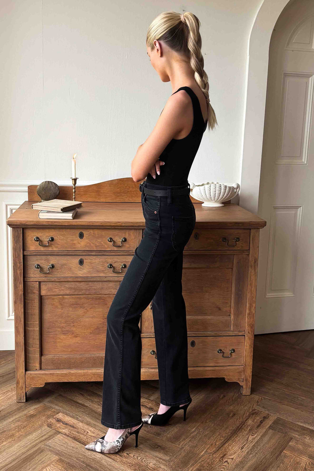 Frankie Heel - Cobra Leather + Black Suede