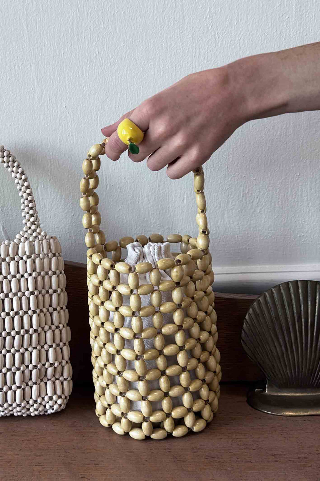 Wood Bead Bag - Honey
