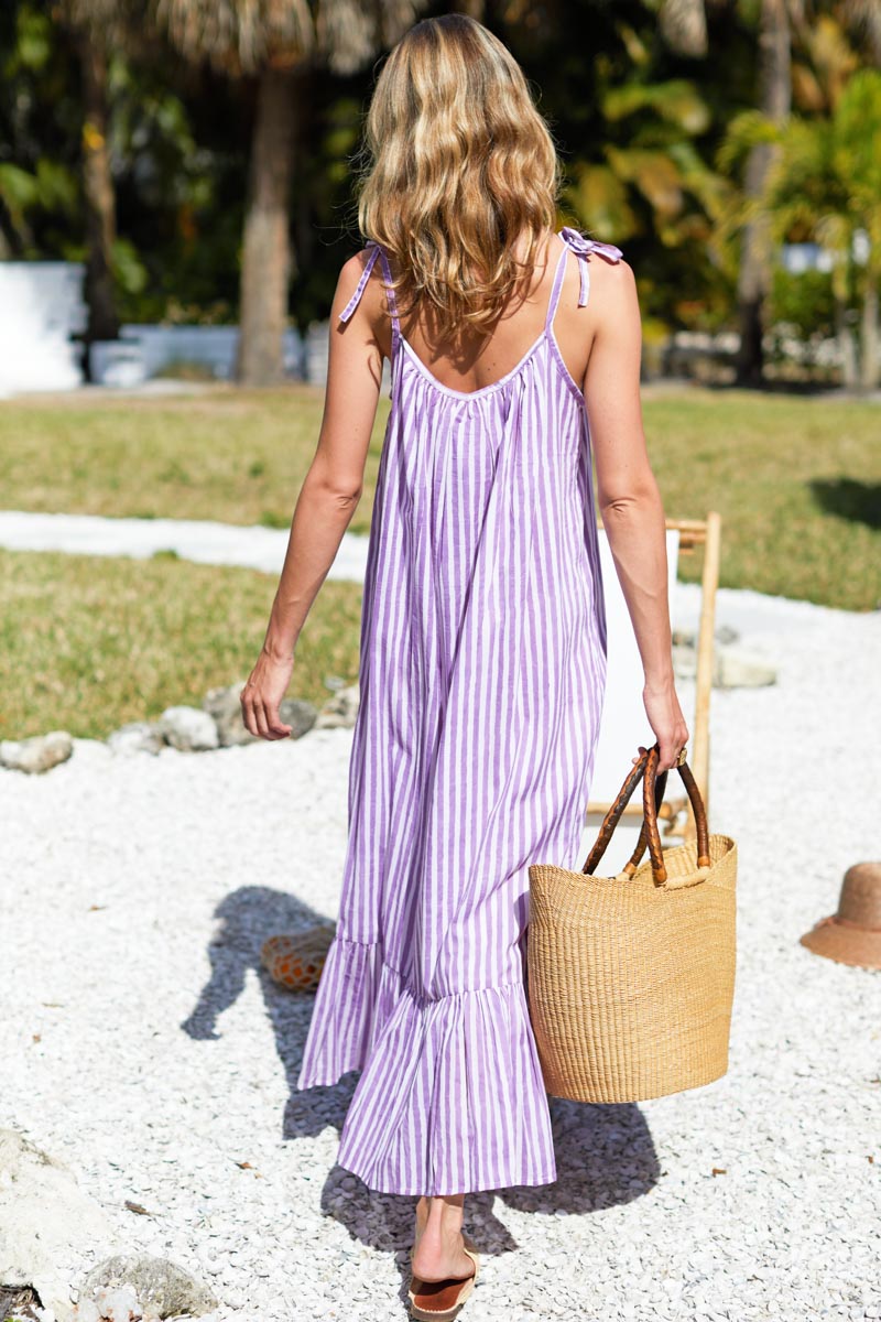 India Sundress - Lavendula Stripe Organic