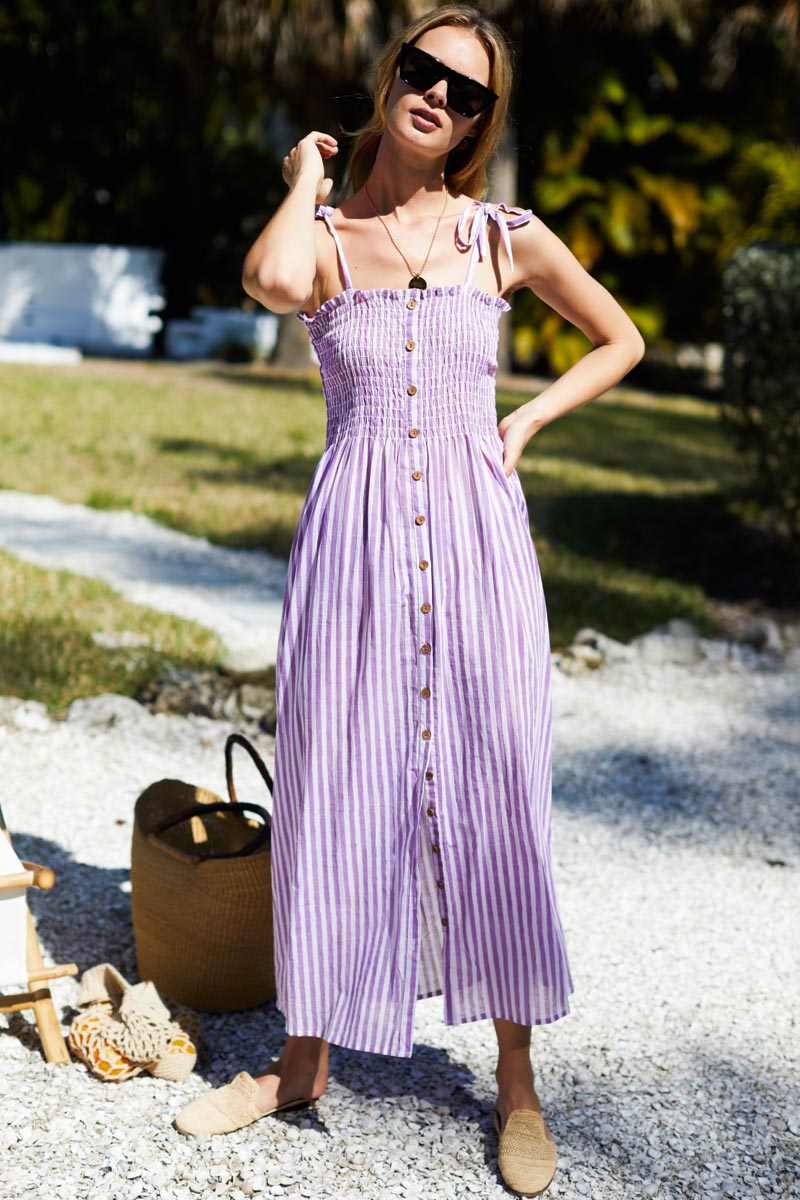 Santiago Sundress - Lavendula Stripe Organic