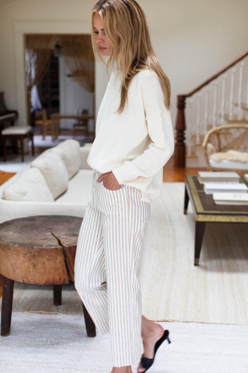 Johnny Sailor Pant - Almond Sand Stripe