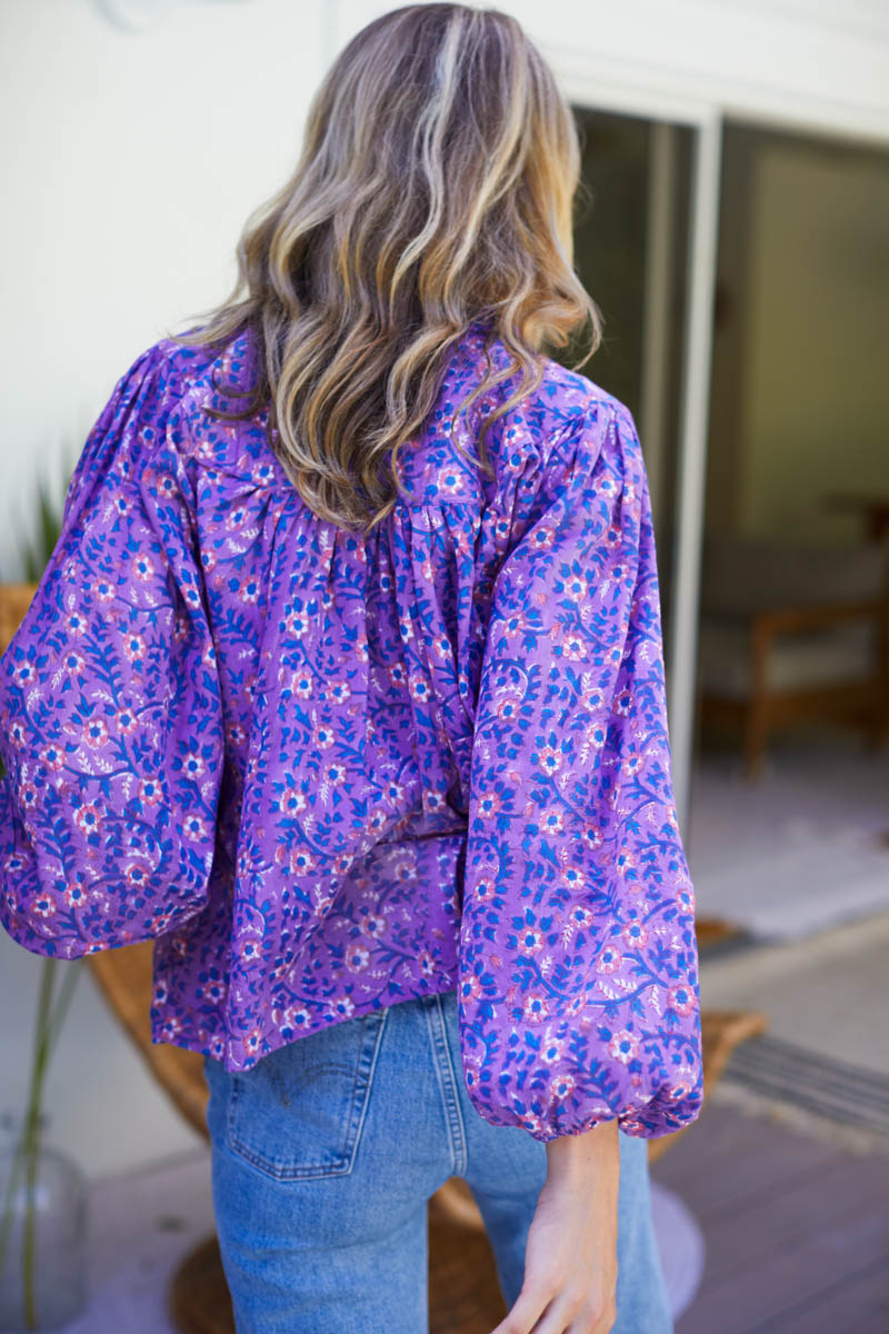 Emmaline Blouse - Violet Wildflower Organic