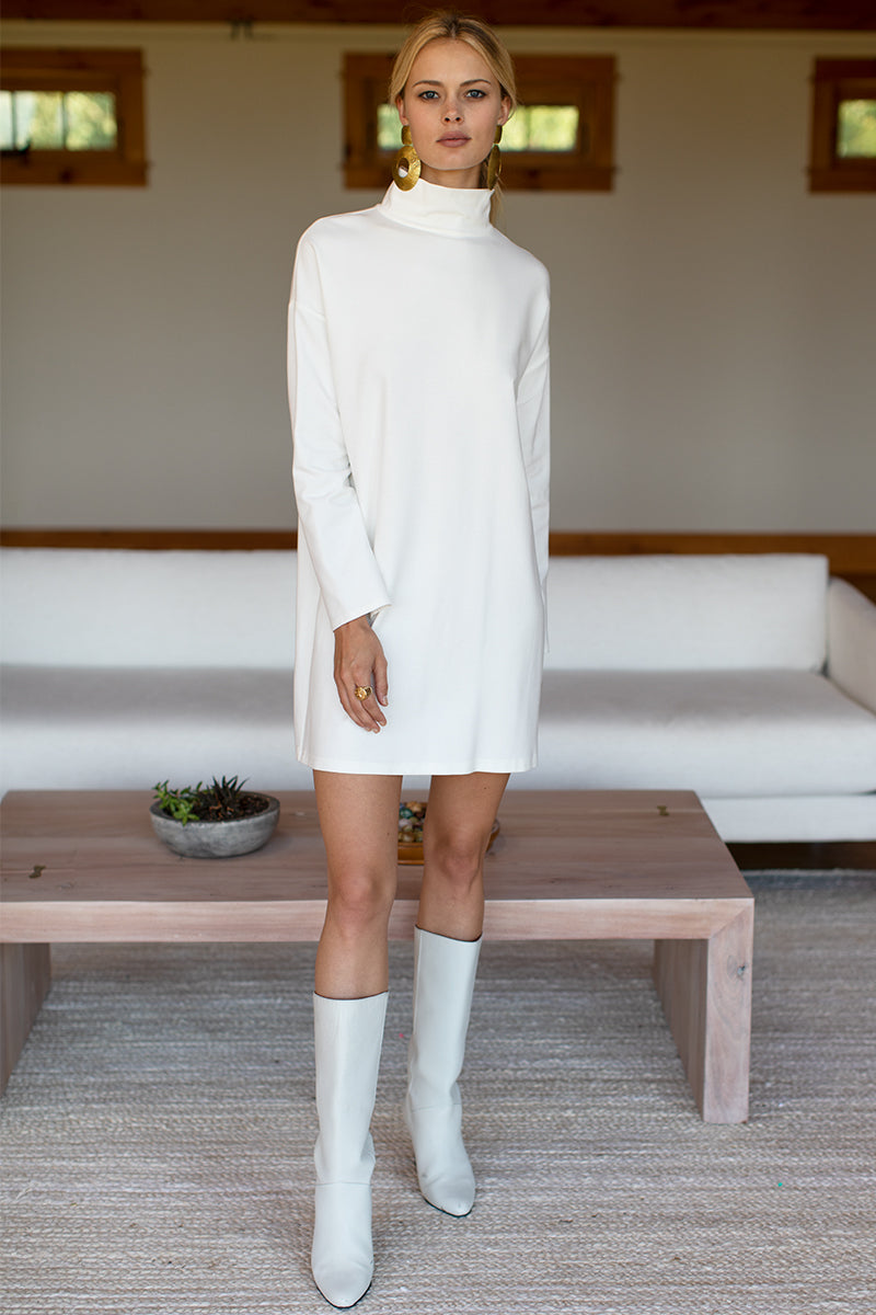 Edie Turtleneck Dress - Ivory Ponte