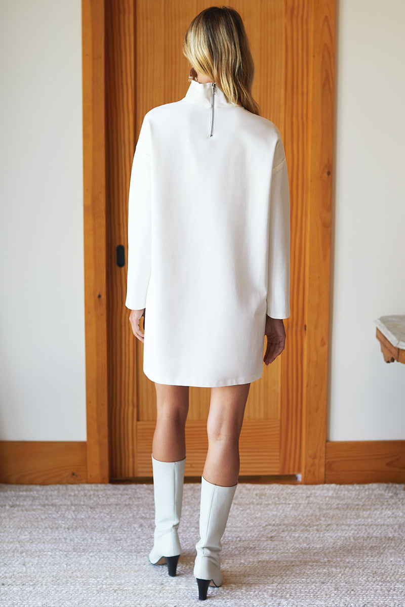 Edie Turtleneck Dress - Ivory Ponte