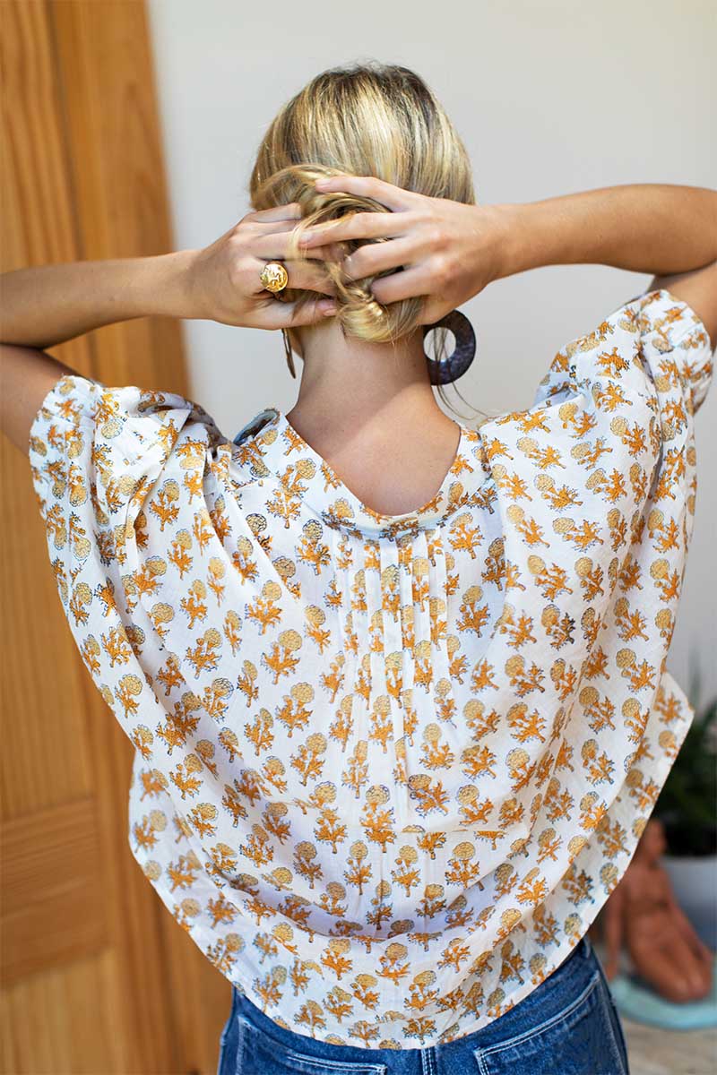 Mandarin Collar Top - Little Marigolds Organic